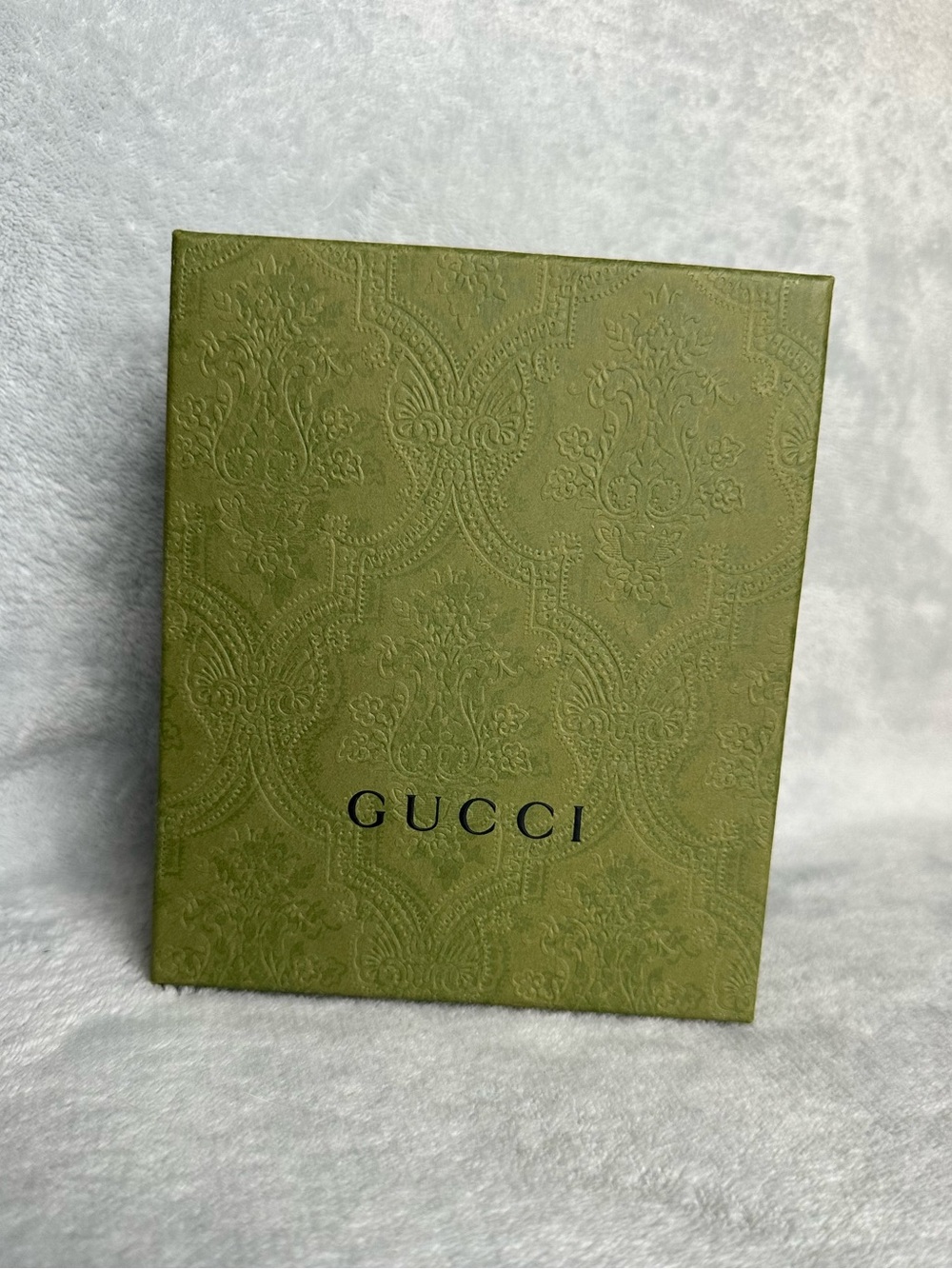 Gucci Empty Gift Box | Green Embossed Luxury Packaging | Compact Wallet Size